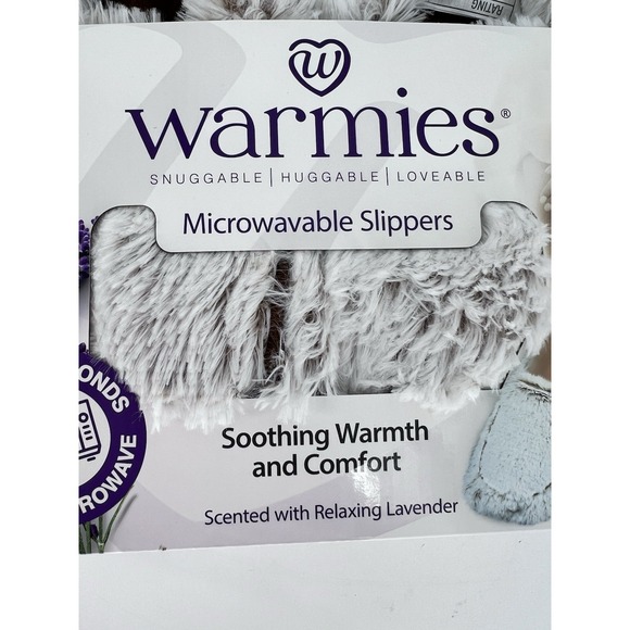 Warmies Slippers Microwavable Lavender Scented Plush Heatable Faux Fur Brown - Picture 3 of 6